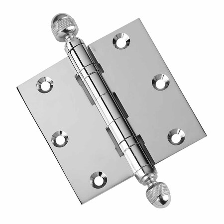 3-1/2 X 3-1/2 Solid Brass Hinge, Polished Chrome Finish With Acorn Tips